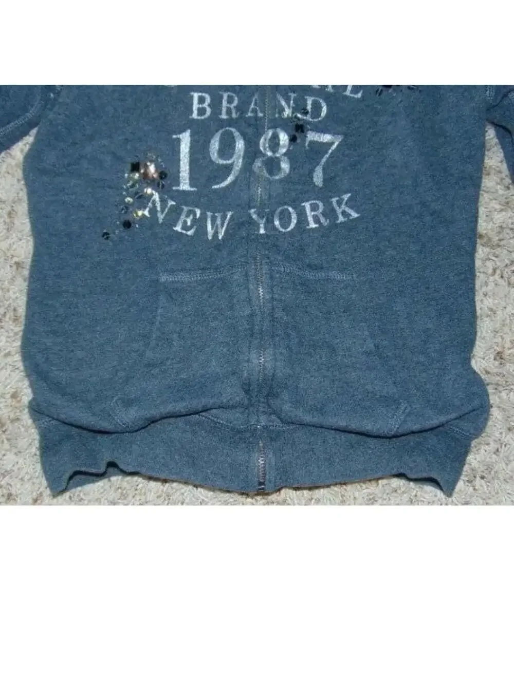 Aeropostale Jacket Girls S Gray Zip Up Embellished Foiled Hoodie